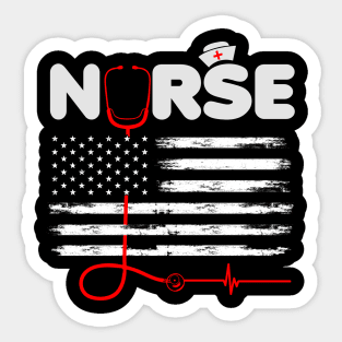 Patriotic Nurse American Flag 4th of July Sticker